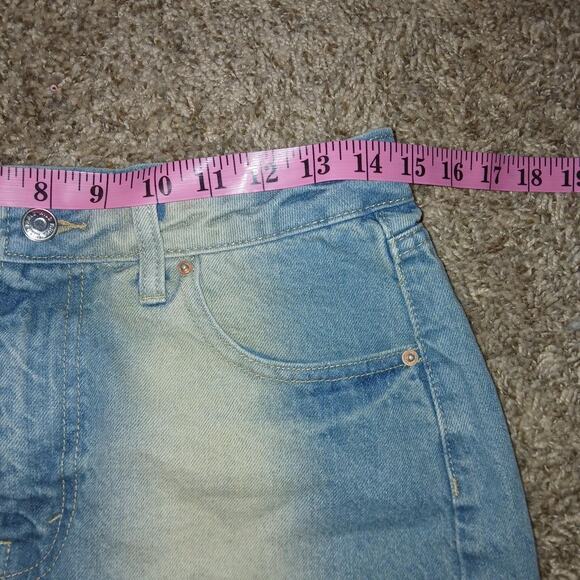 Blue‎ cotton denim stonewashed mini skirt - Picture 3 of 4